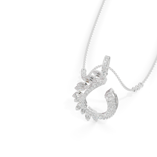 Guru Jewel's Baguette and Pavé Accents with  Chic Leaf-Pattern Pendant for Her