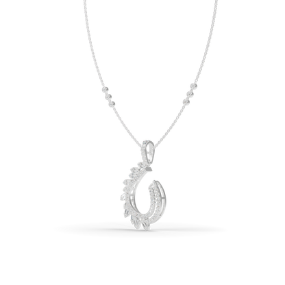 Guru Jewel's Baguette and Pavé Accents with  Chic Leaf-Pattern Pendant for Her