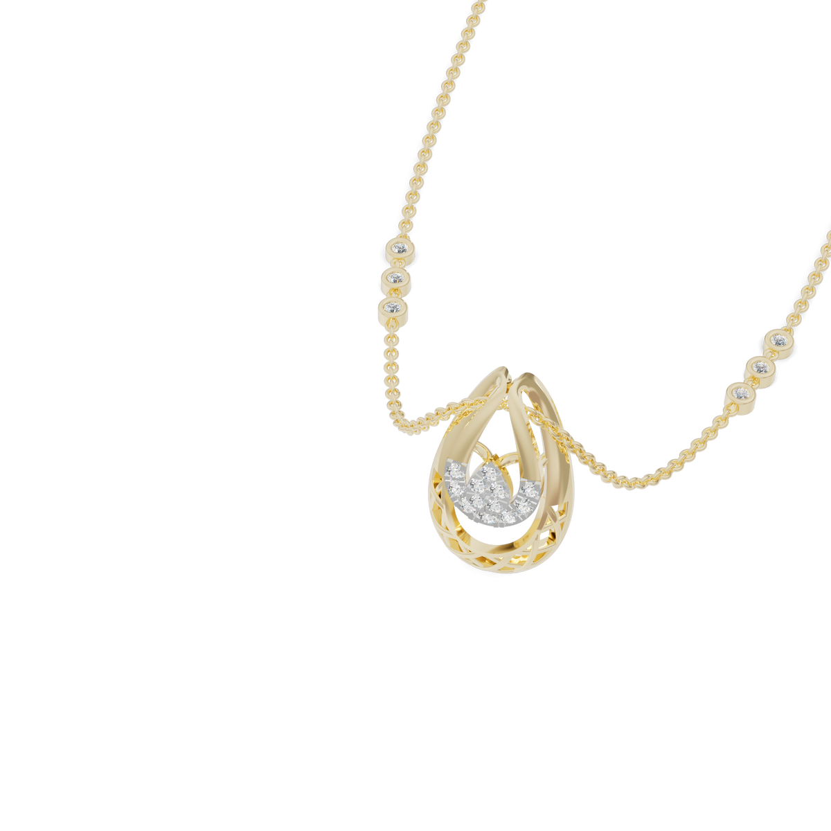 Guru Jewel's Pear-Shaped Cluster Accent with Latticed Teardrop Pendant for Her