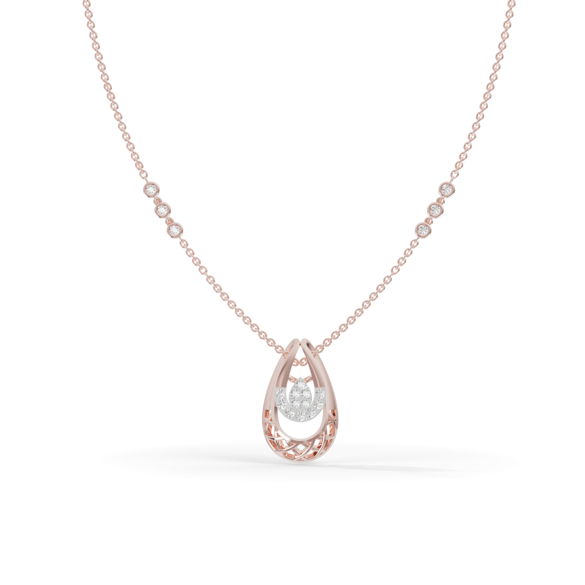 Guru Jewel's Pear-Shaped Cluster Accent with Latticed Teardrop Pendant for Her