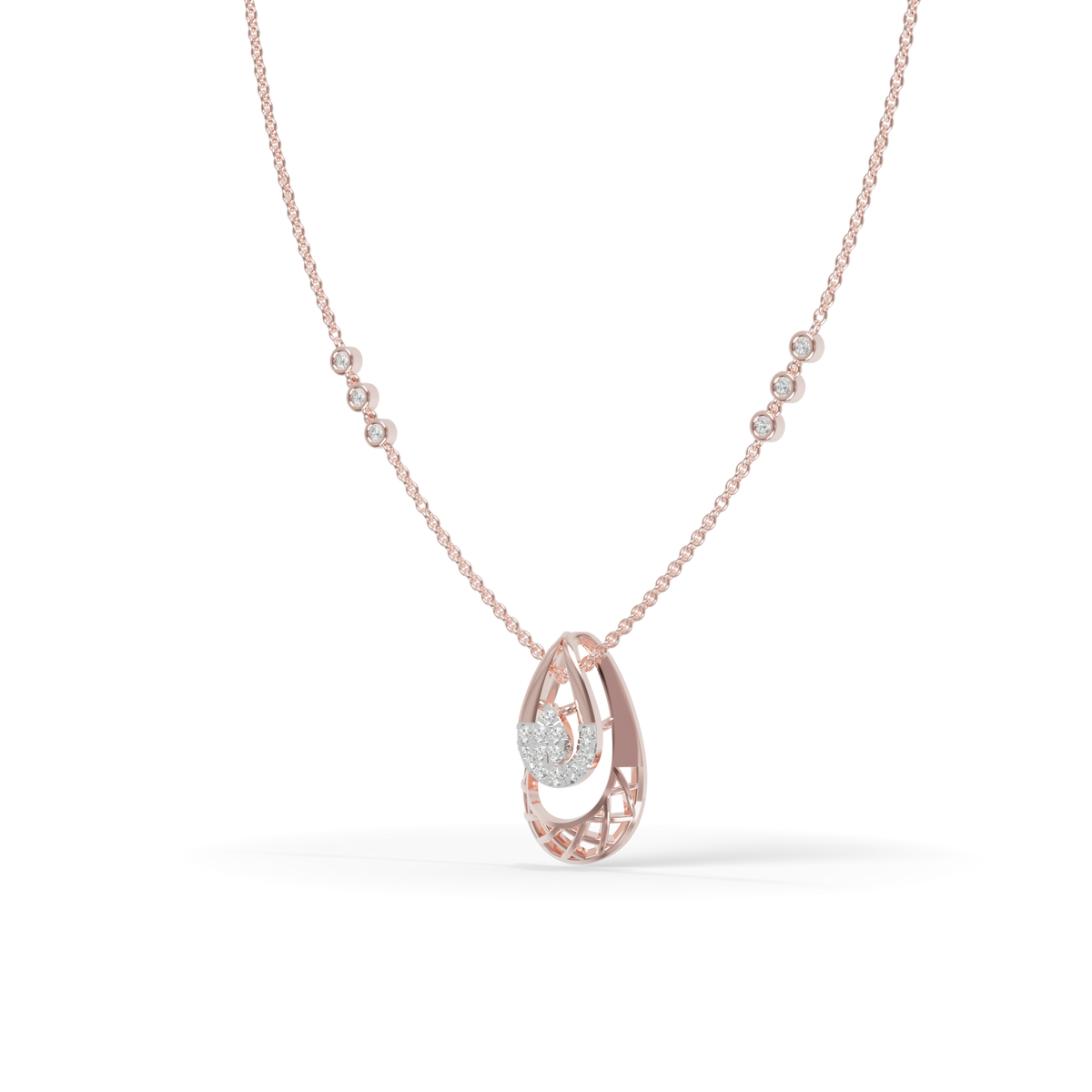 Guru Jewel's Pear-Shaped Cluster Accent with Latticed Teardrop Pendant for Her