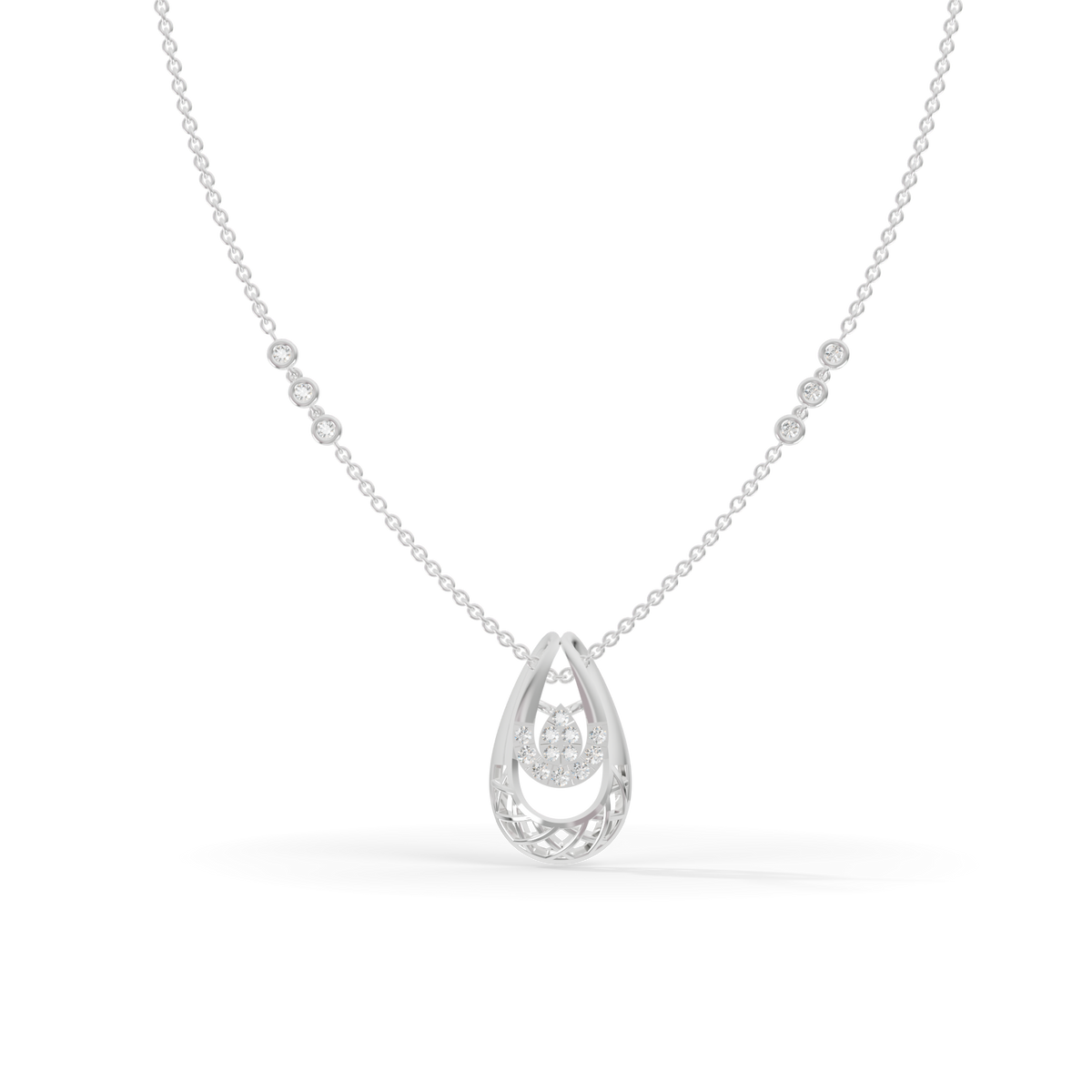 Guru Jewel's Pear-Shaped Cluster Accent with Latticed Teardrop Pendant for Her
