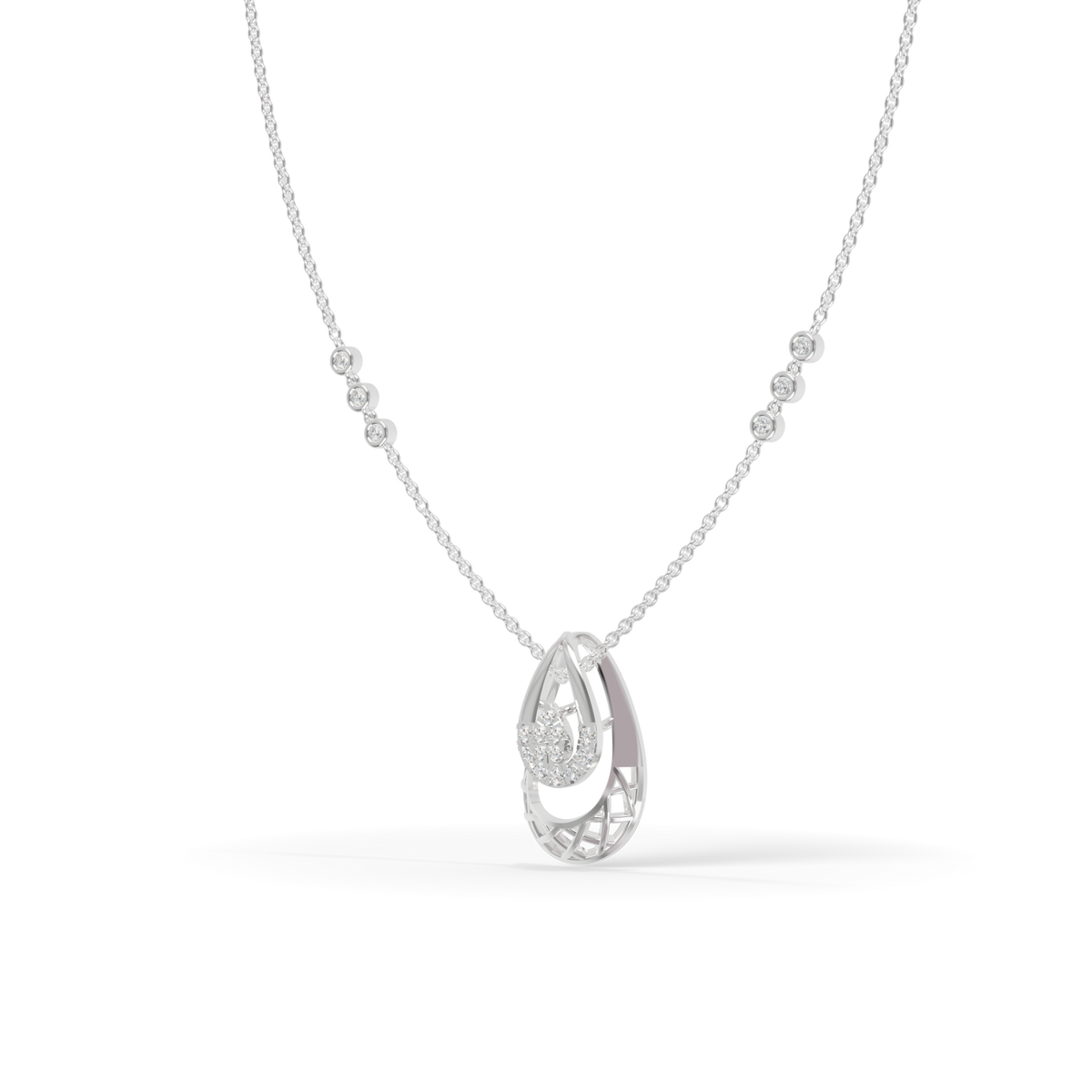 Guru Jewel's Pear-Shaped Cluster Accent with Latticed Teardrop Pendant for Her