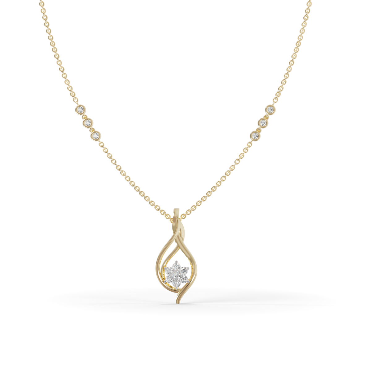 Guru Jewel's  Brilliant Stone Accents with  Charming Wavy Silver Pendant for Her