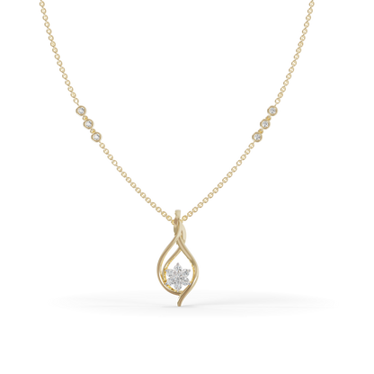 Guru Jewel's  Brilliant Stone Accents with  Charming Wavy Silver Pendant for Her