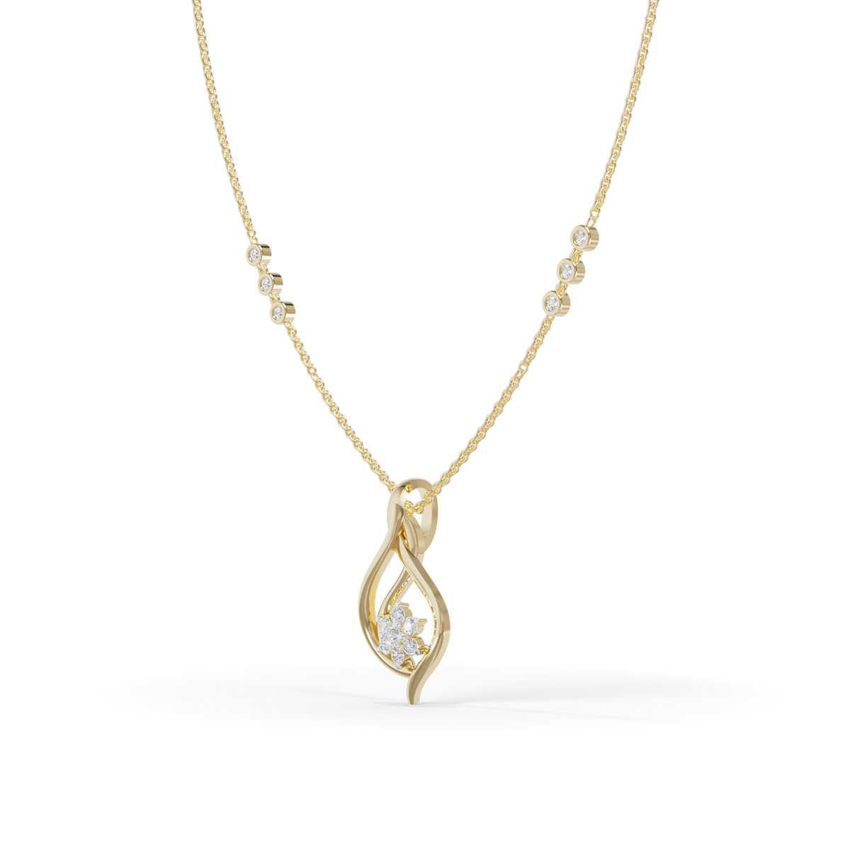 Guru Jewel's  Brilliant Stone Accents with  Charming Wavy Silver Pendant for Her