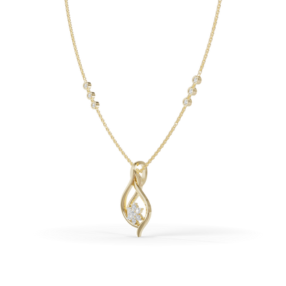 Guru Jewel's  Brilliant Stone Accents with  Charming Wavy Silver Pendant for Her