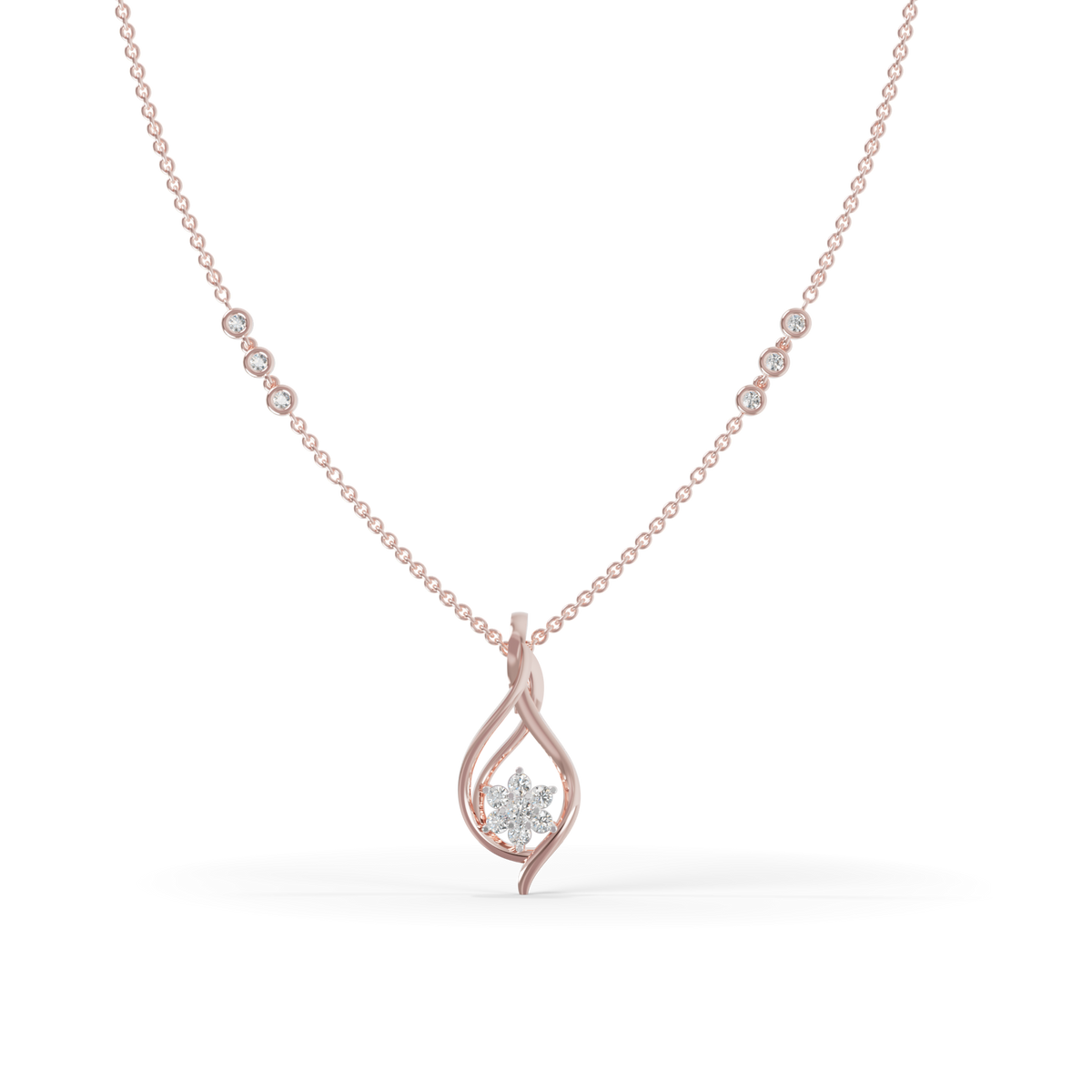 Guru Jewel's  Brilliant Stone Accents with  Charming Wavy Silver Pendant for Her
