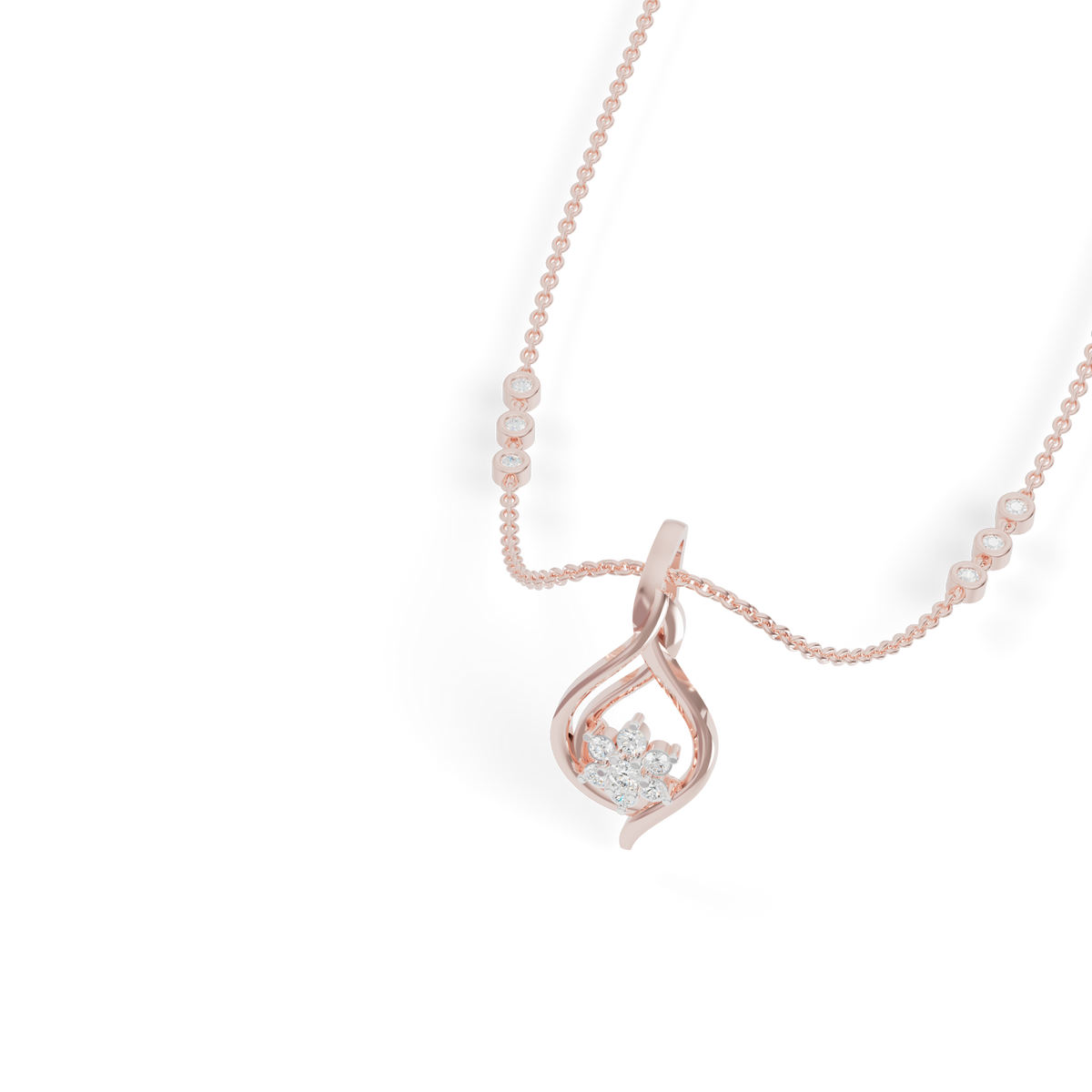 Guru Jewel's  Brilliant Stone Accents with  Charming Wavy Silver Pendant for Her