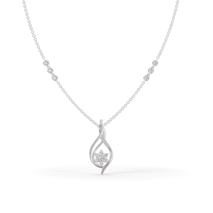 Guru Jewel's  Brilliant Stone Accents with  Charming Wavy Silver Pendant for Her