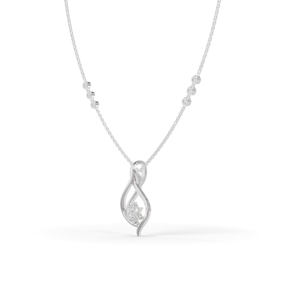 Guru Jewel's  Brilliant Stone Accents with  Charming Wavy Silver Pendant for Her