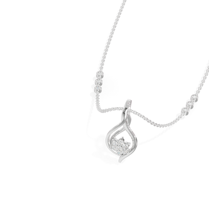 Guru Jewel's  Brilliant Stone Accents with  Charming Wavy Silver Pendant for Her