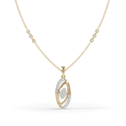Guru Jewel's Sparkling Details with  Elegant Oval Circle Diamond Pendant Necklace for Her