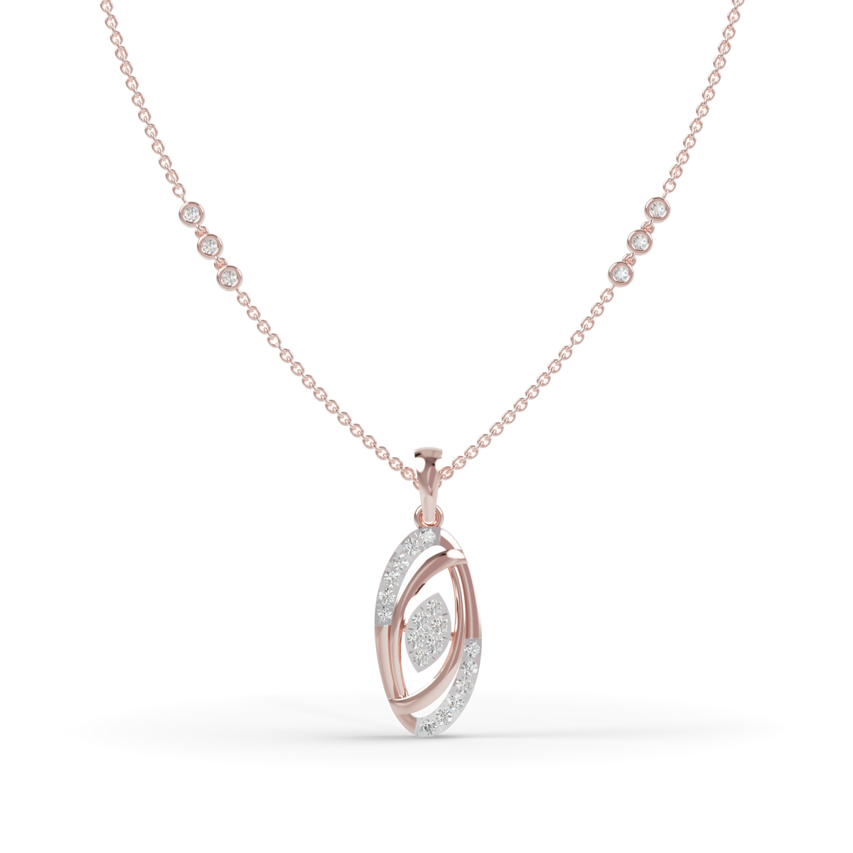 Guru Jewel's Sparkling Details with  Elegant Oval Circle Diamond Pendant Necklace for Her
