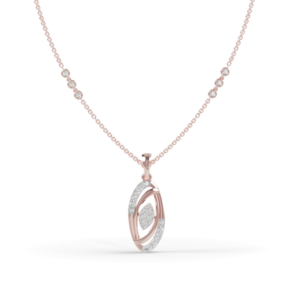 Guru Jewel's Sparkling Details with  Elegant Oval Circle Diamond Pendant Necklace for Her