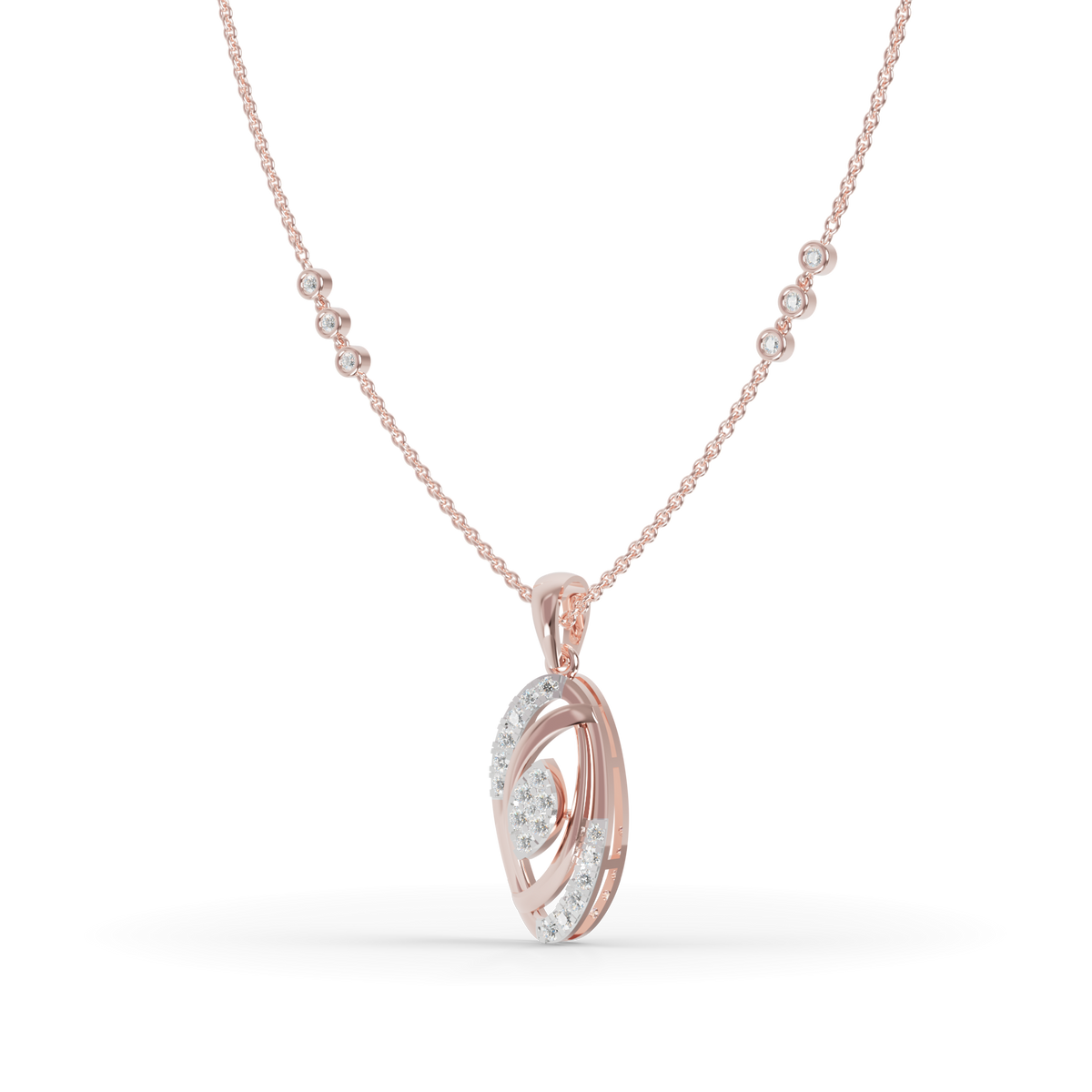 Guru Jewel's Sparkling Details with  Elegant Oval Circle Diamond Pendant Necklace for Her