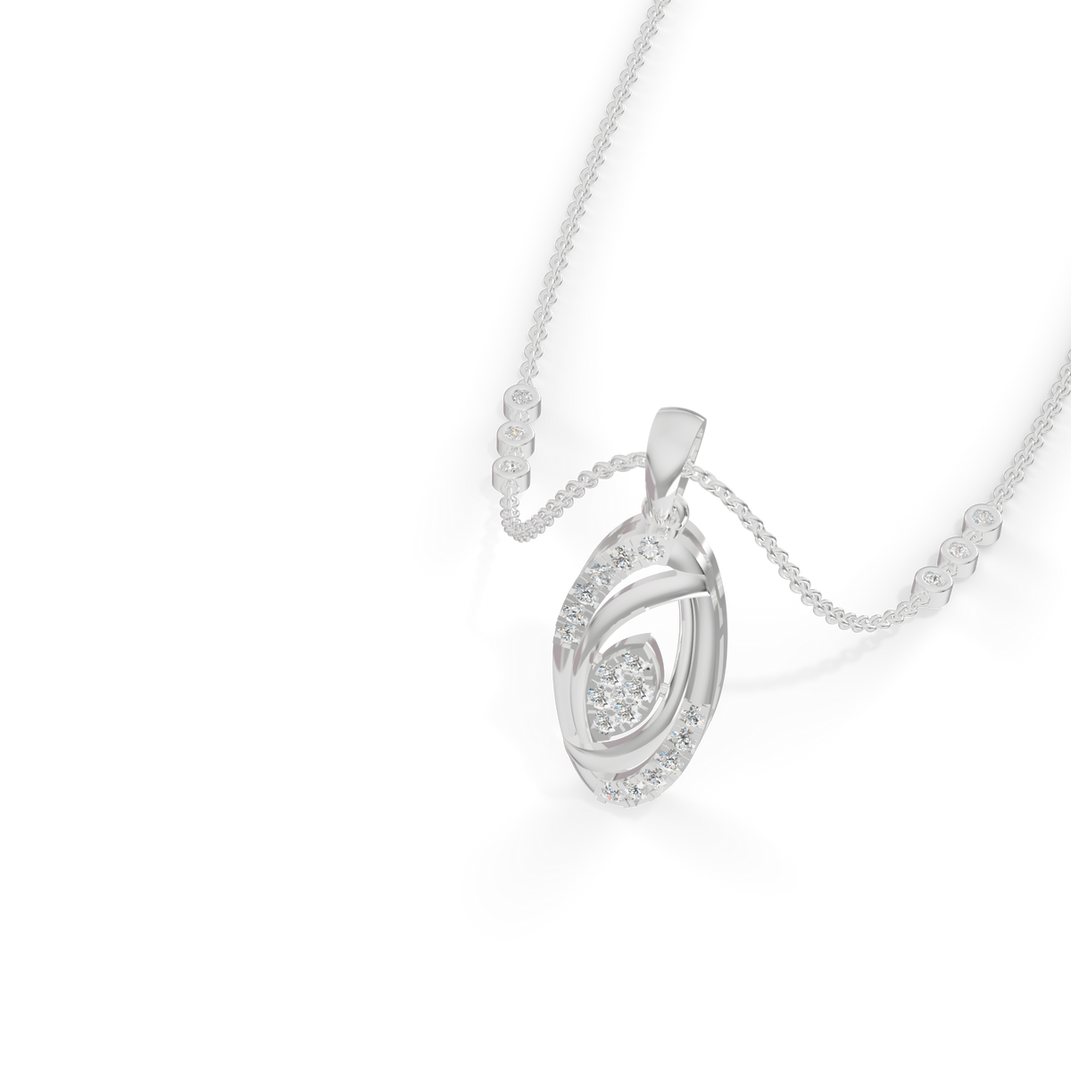 Guru Jewel's Sparkling Details with  Elegant Oval Circle Diamond Pendant Necklace for Her