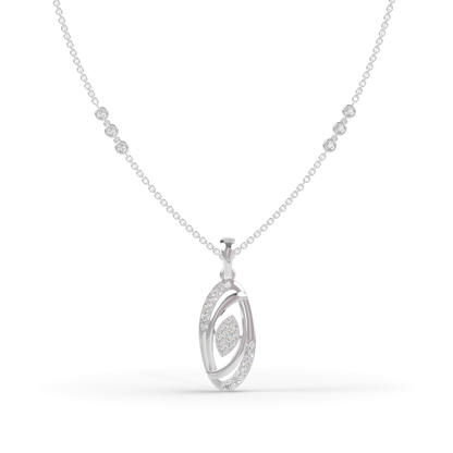 Guru Jewel's Sparkling Details with  Elegant Oval Circle Diamond Pendant Necklace for Her
