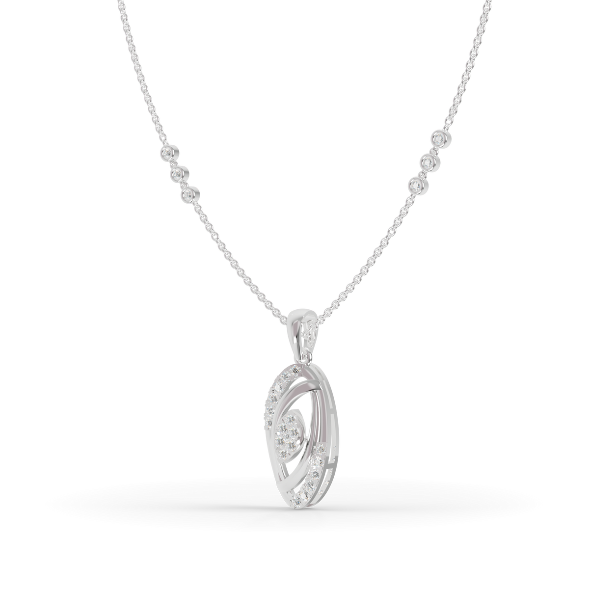 Guru Jewel's Sparkling Details with  Elegant Oval Circle Diamond Pendant Necklace for Her