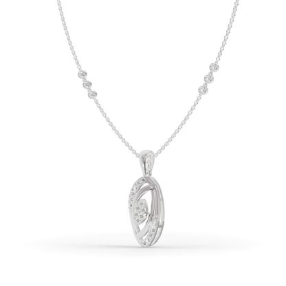 Guru Jewel's Sparkling Details with  Elegant Oval Circle Diamond Pendant Necklace for Her