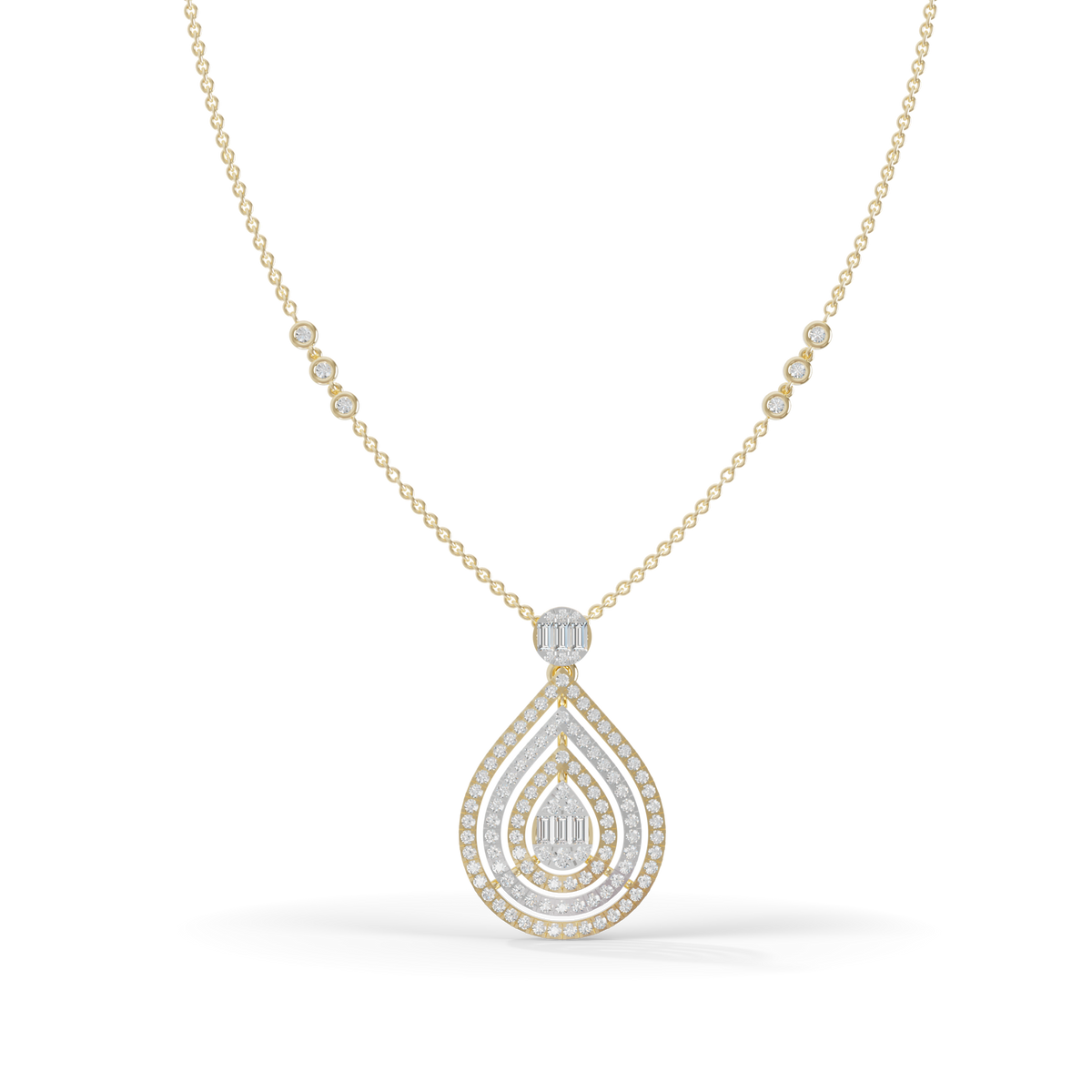 Guru Jewel's  Pavé-Set Simulants with Nested Pear Pendant for Her