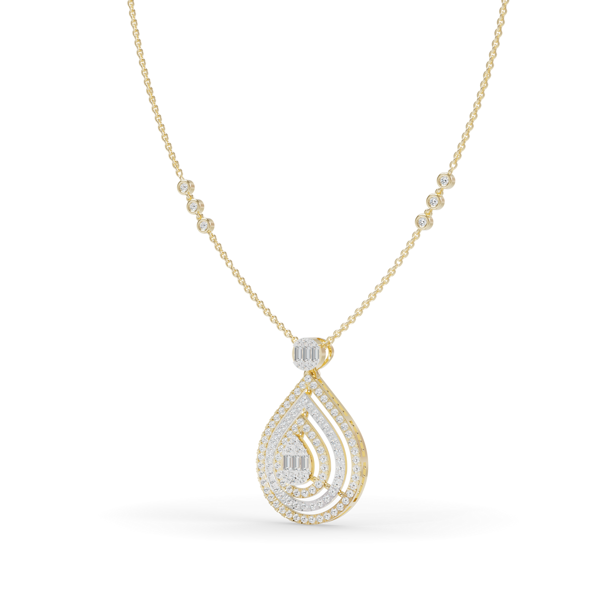 Guru Jewel's  Pavé-Set Simulants with Nested Pear Pendant for Her