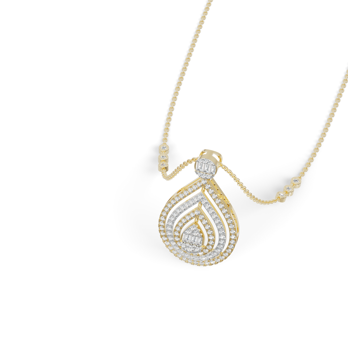 Guru Jewel's  Pavé-Set Simulants with Nested Pear Pendant for Her
