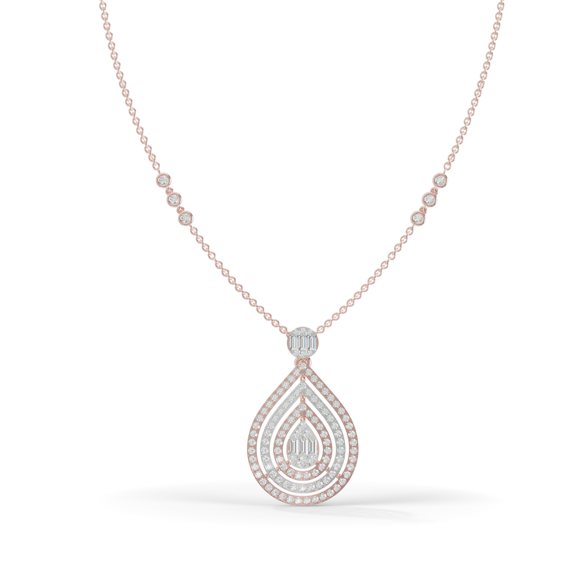 Guru Jewel's  Pavé-Set Simulants with Nested Pear Pendant for Her
