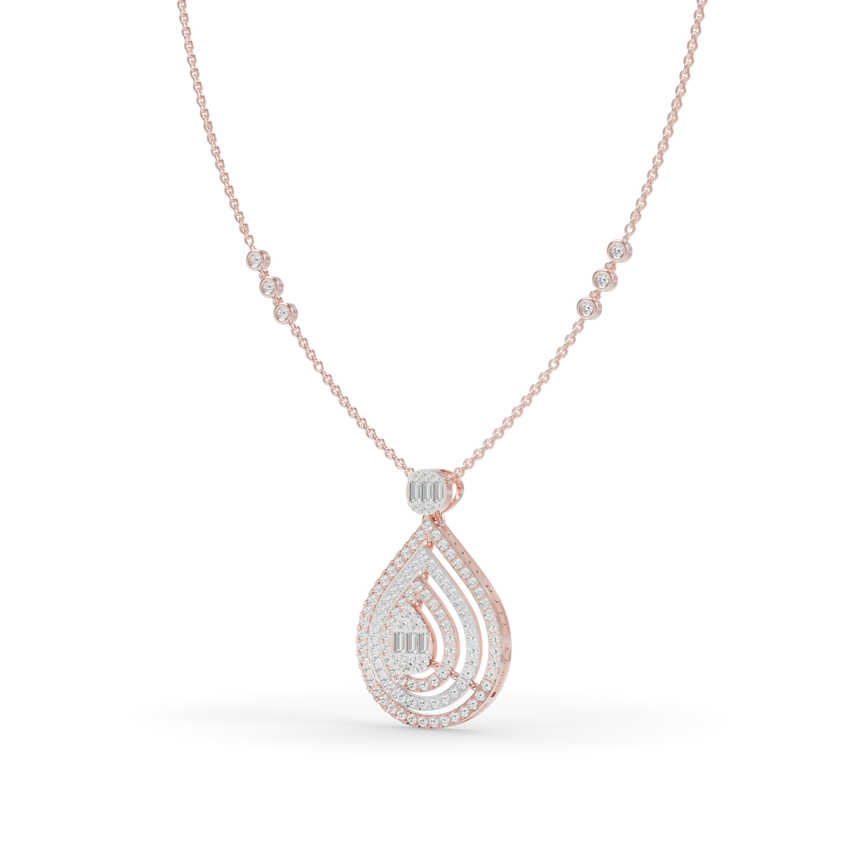 Guru Jewel's  Pavé-Set Simulants with Nested Pear Pendant for Her