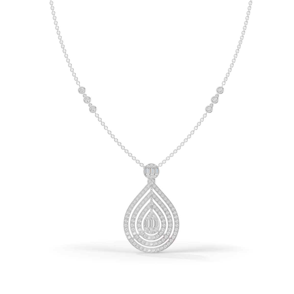 Guru Jewel's  Pavé-Set Simulants with Nested Pear Pendant for Her