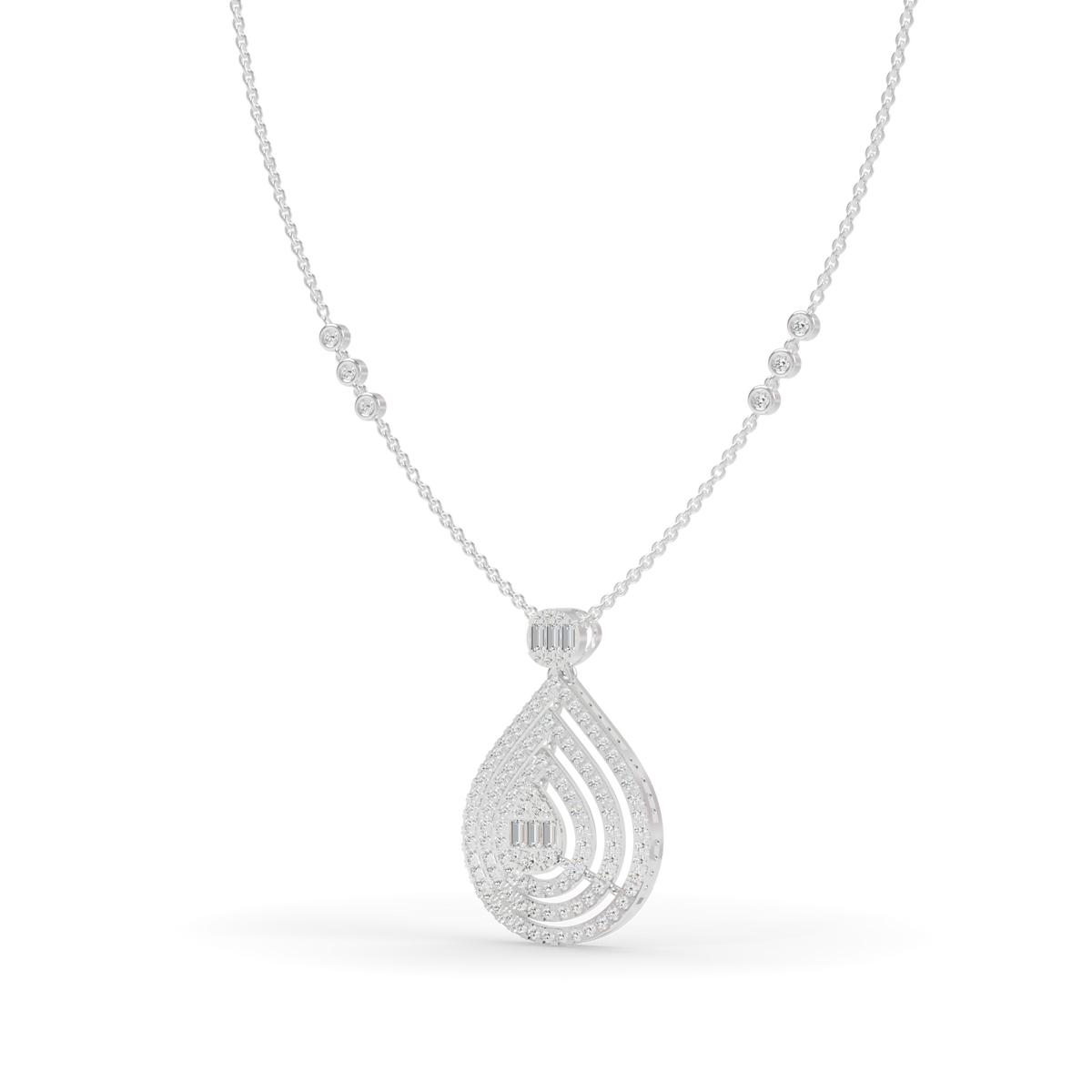 Guru Jewel's  Pavé-Set Simulants with Nested Pear Pendant for Her