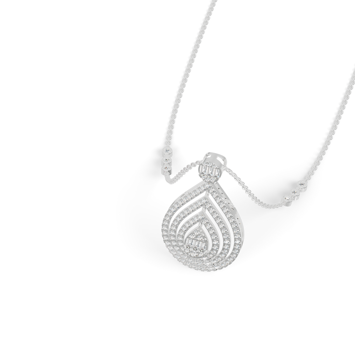 Guru Jewel's  Pavé-Set Simulants with Nested Pear Pendant for Her