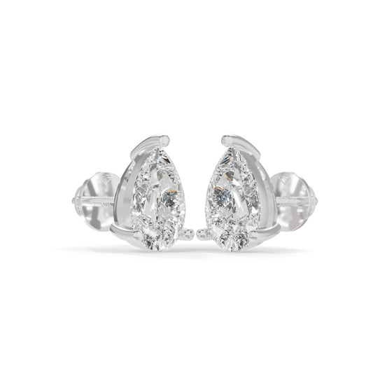 Guru Jewel's Pear Shaped Fancy Solitaire Studded In Silver Exclusive Earrings For Her