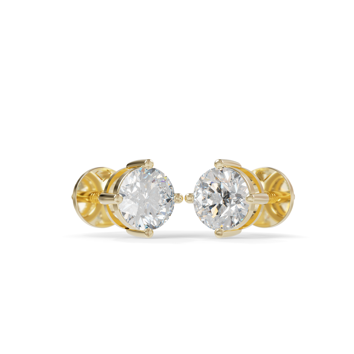 Guru Jewel's Round Solitaire Diamond Studded In Silver Stud Earrings For Her