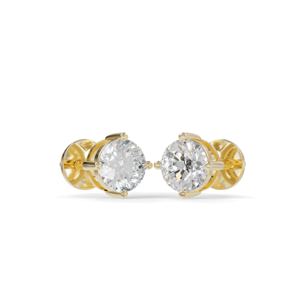 Guru Jewel's Round Solitaire Diamond Studded In Silver Stud Earrings For Her