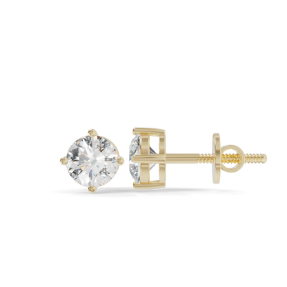 Guru Jewel's Round Solitaire Diamond Studded In Silver Stud Earrings For Her