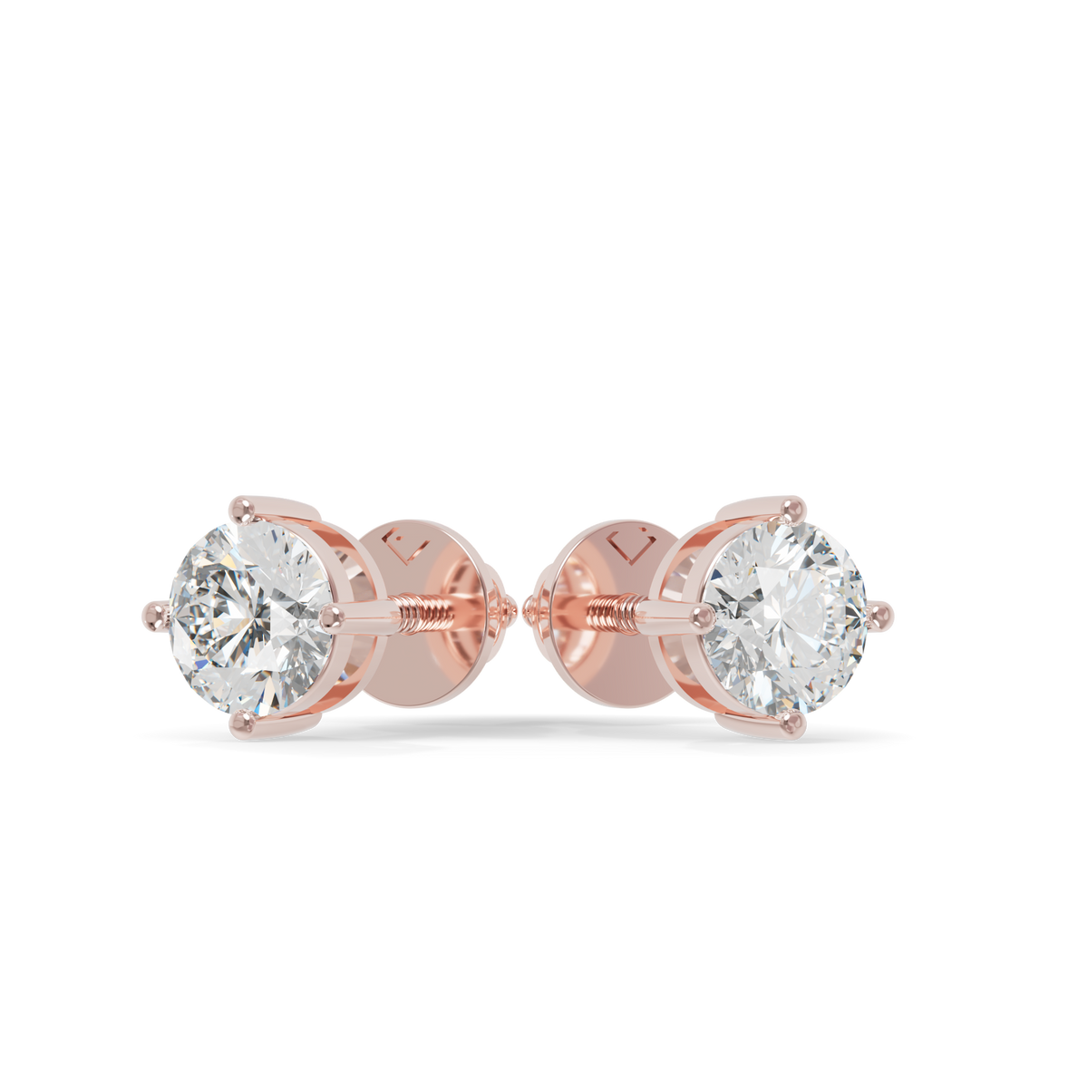 Guru Jewel's Round Solitaire Diamond Studded In Silver Stud Earrings For Her