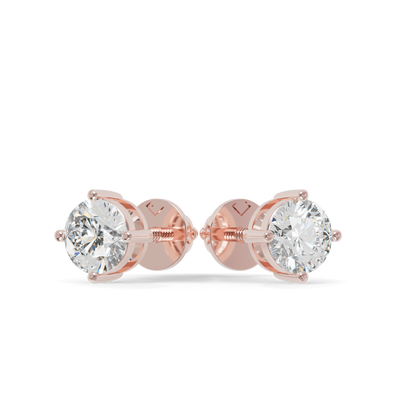 Guru Jewel's Round Solitaire Diamond Studded In Silver Stud Earrings For Her