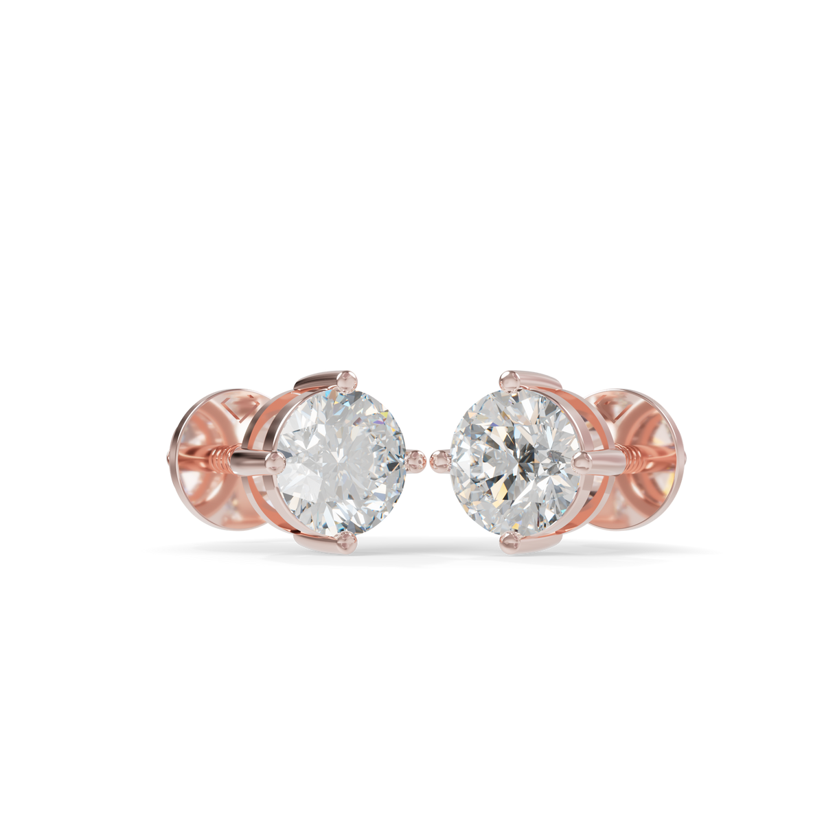 Guru Jewel's Round Solitaire Diamond Studded In Silver Stud Earrings For Her