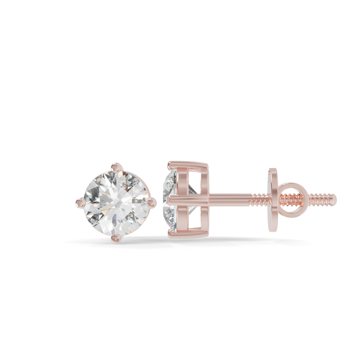 Guru Jewel's Round Solitaire Diamond Studded In Silver Stud Earrings For Her