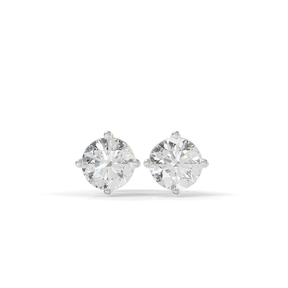 Guru Jewel's Round Solitaire Diamond Studded In Silver Stud Earrings For Her