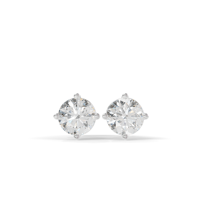 Guru Jewel's Round Solitaire Diamond Studded In Silver Stud Earrings For Her