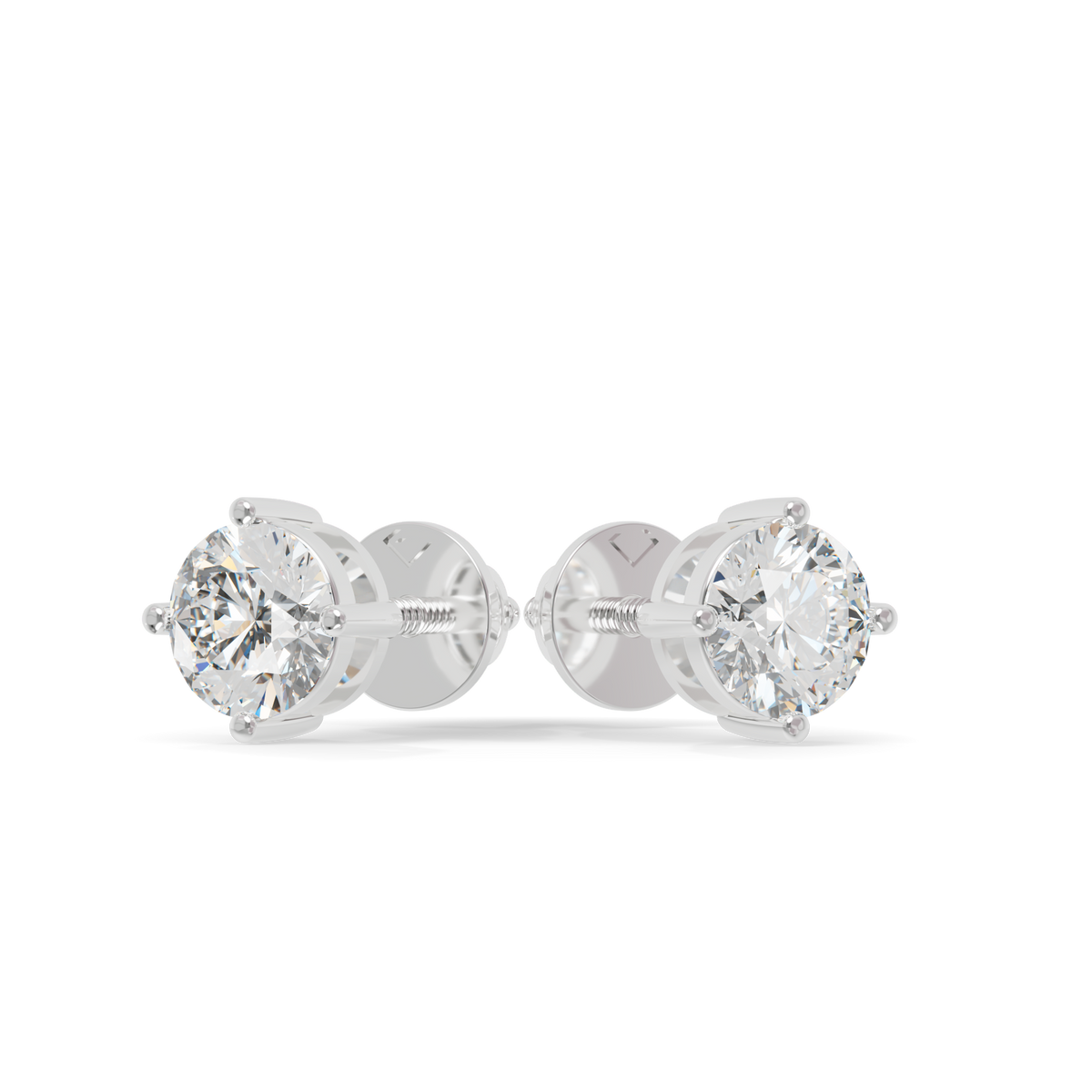 Guru Jewel's Round Solitaire Diamond Studded In Silver Stud Earrings For Her