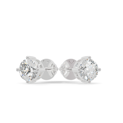 Guru Jewel's Round Solitaire Diamond Studded In Silver Stud Earrings For Her