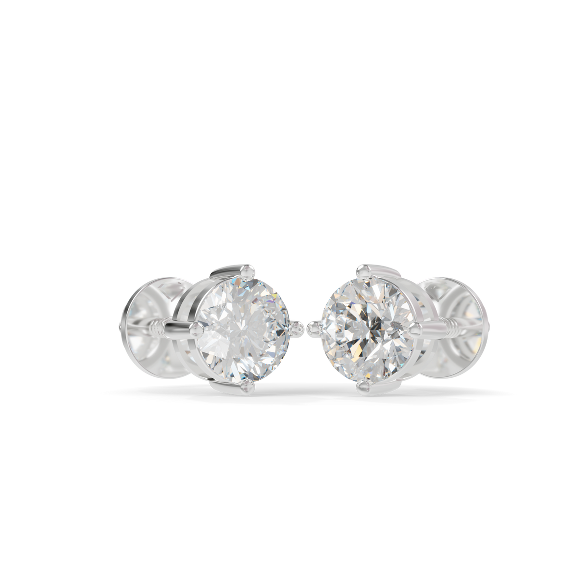 Guru Jewel's Round Solitaire Diamond Studded In Silver Stud Earrings For Her