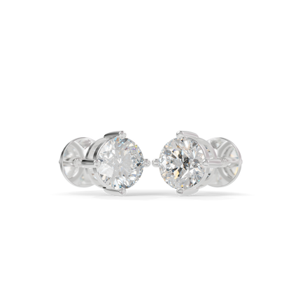 Guru Jewel's Round Solitaire Diamond Studded In Silver Stud Earrings For Her