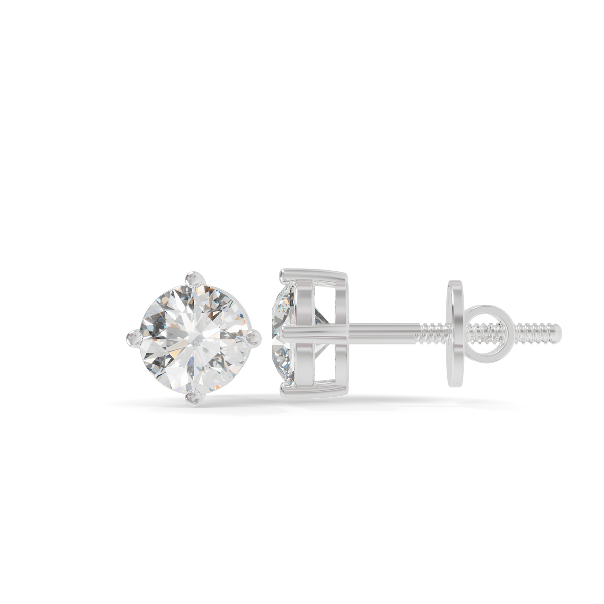 Guru Jewel's Round Solitaire Diamond Studded In Silver Stud Earrings For Her