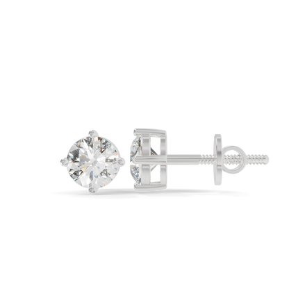 Guru Jewel's Round Solitaire Diamond Studded In Silver Stud Earrings For Her