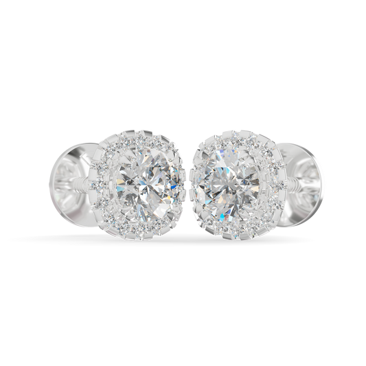 Guru Jewel's Contemporary Double Halo Diamond Stud Earrings for Her