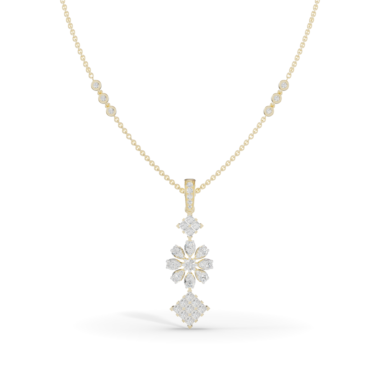 Guru Jewel's Blossom and Square Cluster Pendant for Her